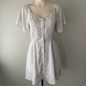 Sienna Sky Micro Polka Dot Mini Day Dress Front Button Cottagecore French Girl